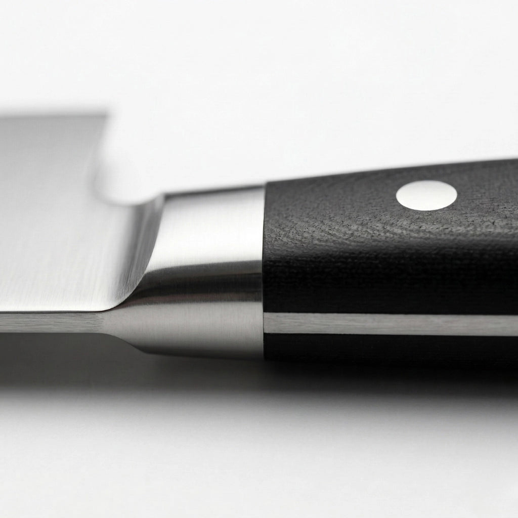 Kaminari 8-inch chef knife ergonomic handle close-up detail