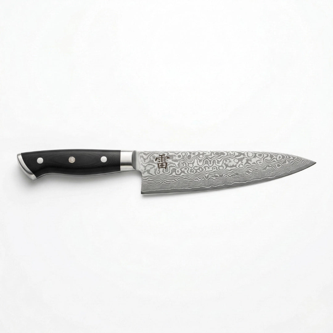 Kaminari 8-inch Damascus chef knife luxury heritage edition full view