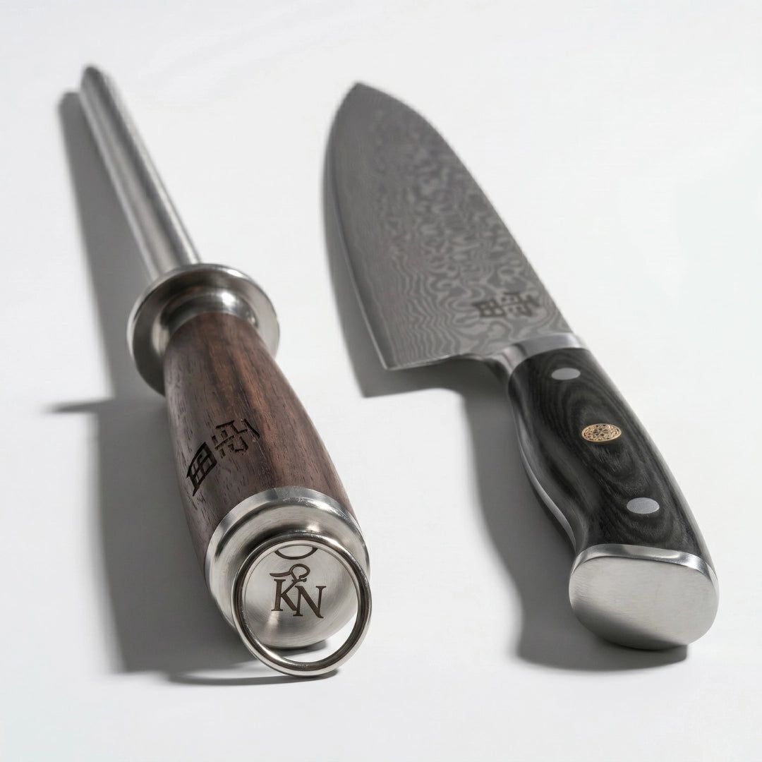 Kaminari honing steel angled view showing full length and build quality
