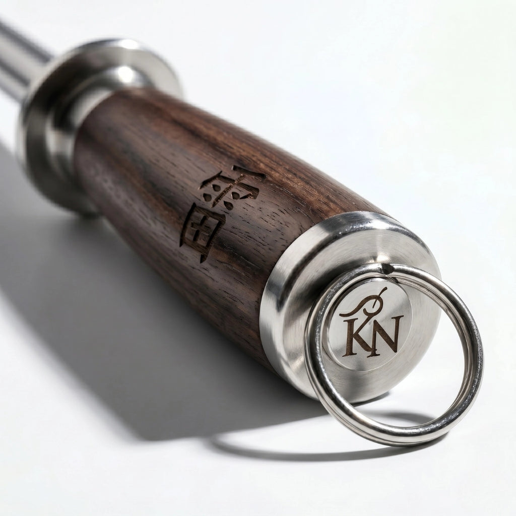 Kaminari honing steel close-up showing precision-textured rod surface